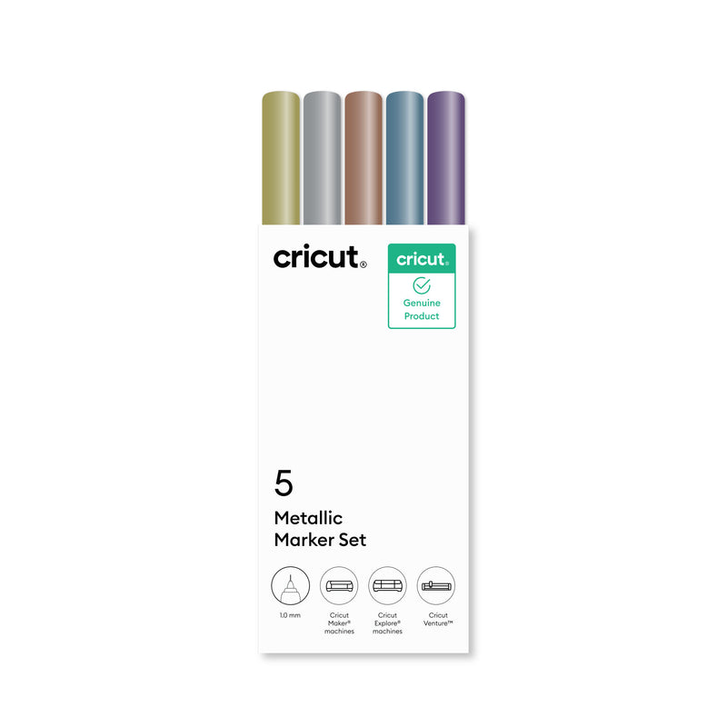 Cricut Explore/Maker Medium Point Pen Set 5-pakning, metallisk