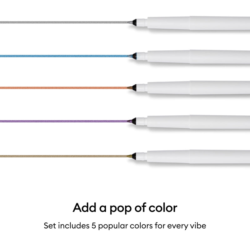 Cricut Explore/Maker Medium Point Pen Set 5-pakning, metallisk