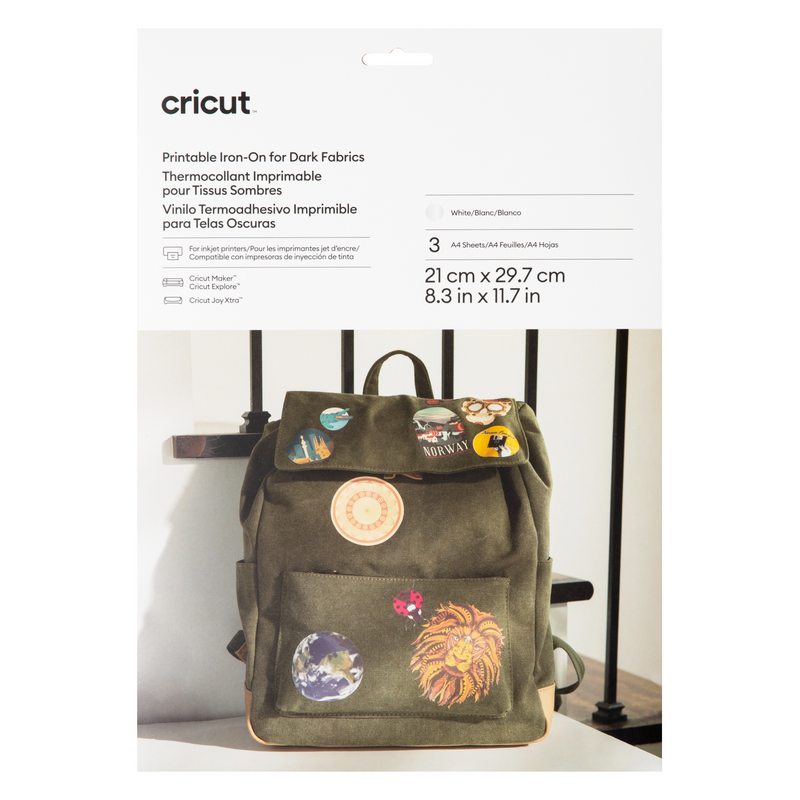 Cricut Joy Xtra Printable Iron-On til mørke stoffer, A4, 3-pack