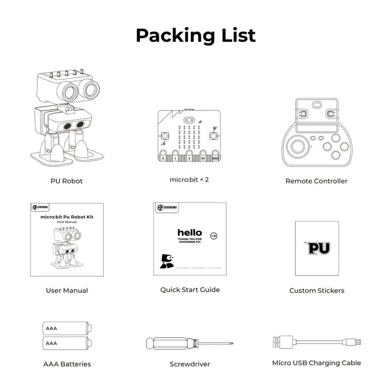 micro:bit PU Robot Kit - humanoid micro:bit-robot