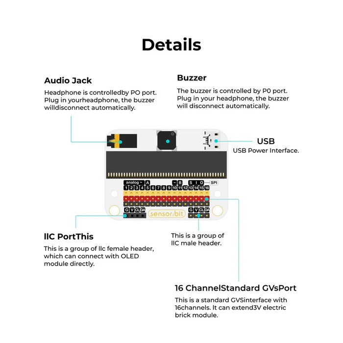 Sensor:bit for micro:bit (IO-utvidelseskort)
