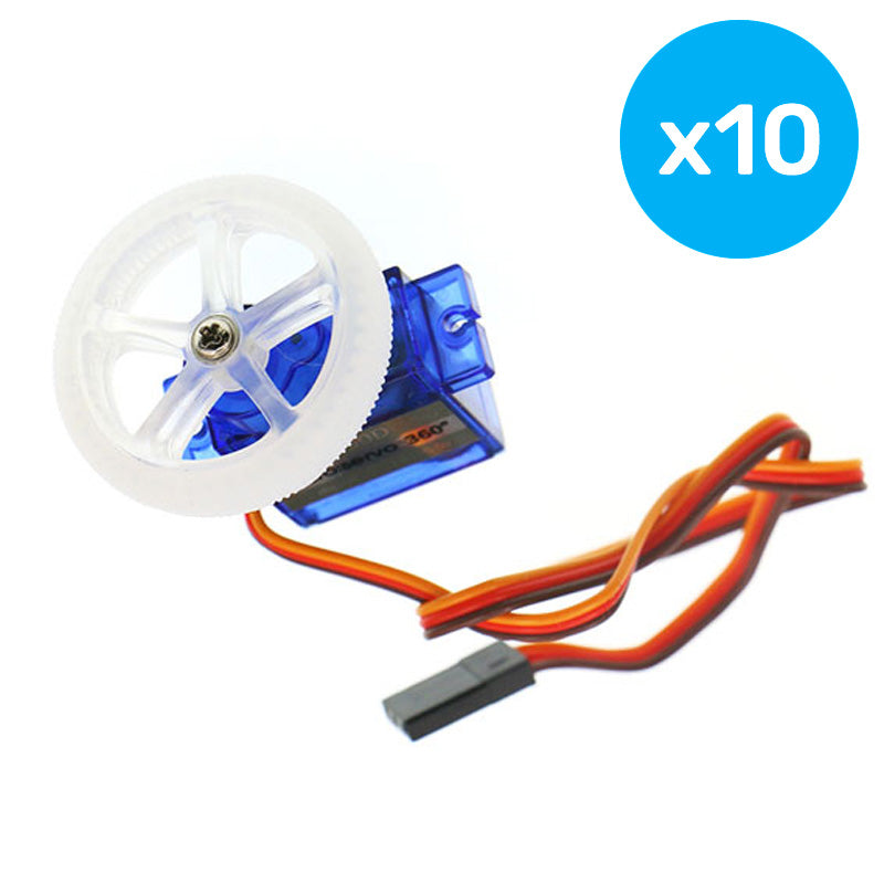 Miniservo 360 grader med hjul og dekk (10 stk)