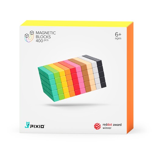 PIXIO 400 magnetiske byggeklosser (10 farger og gratis app)
